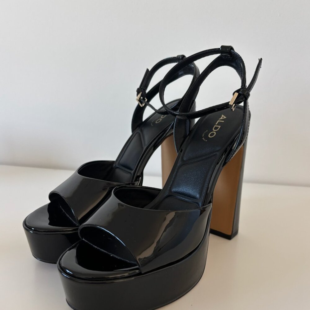 ALDO Pillow Walk Black Platform 5-Inch Heels - Picture 2 of 9